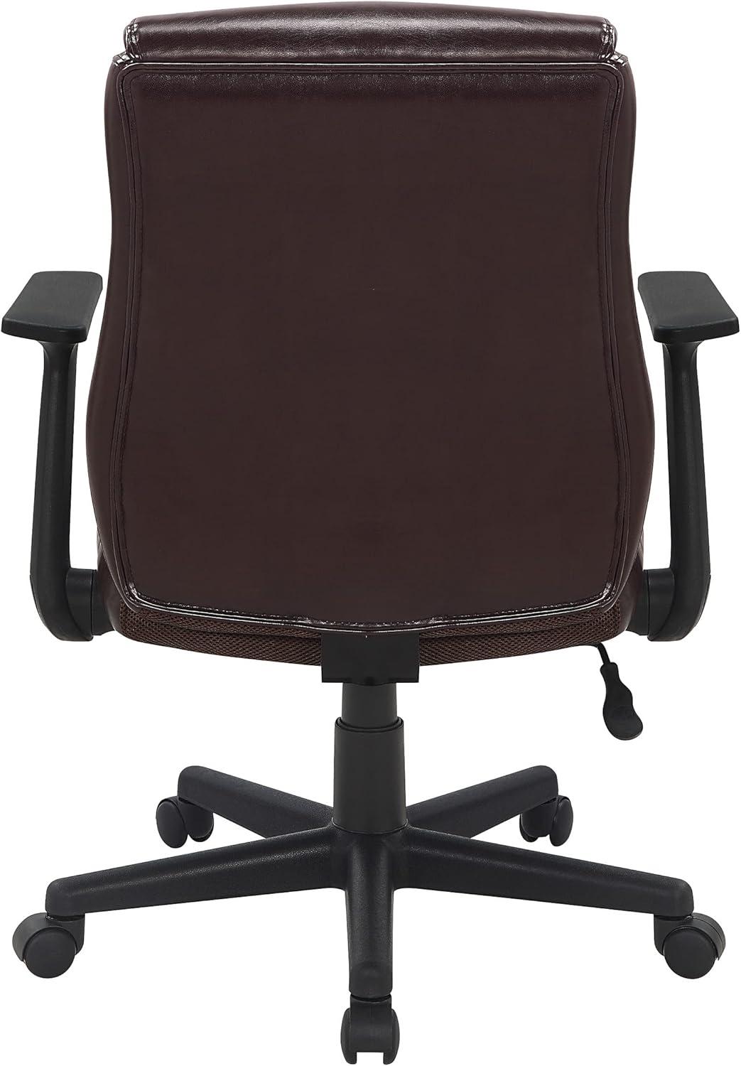 Mid-Back Managers Office Chair with Flip Up Arms in Chocolate Faux Leather