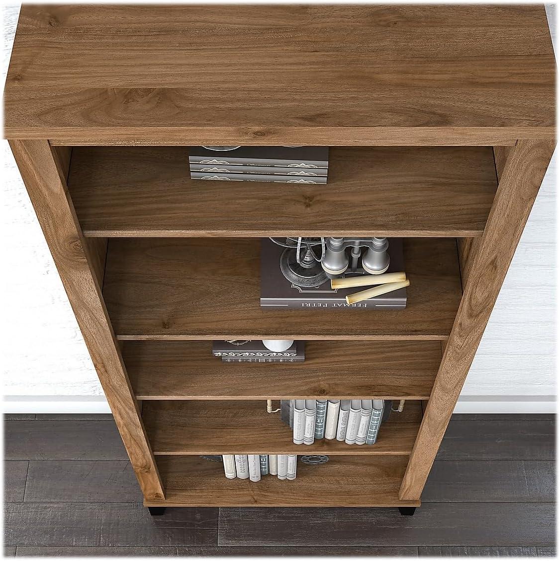 Bush Furniture Somerset 5 Shelf Tall Bookcase in Fresh Walnut Finish