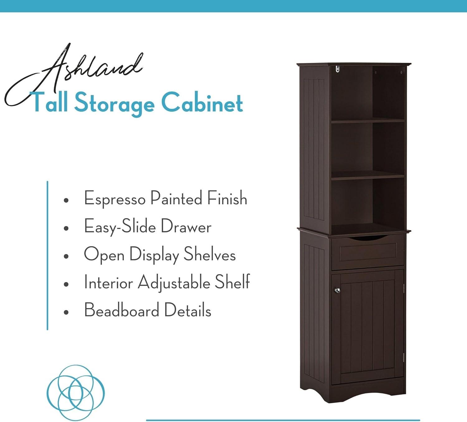 RiverRidge Ashland Tall Bathroom Storage Linen Cabinet and Organizer with Drawer and Shelves