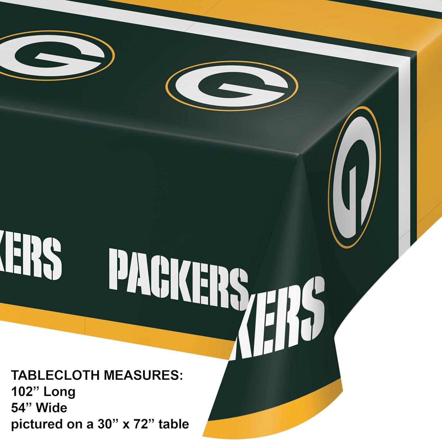 Green and Gold NFL Plastic Tablecloths, 54" x 102", 3-Pack