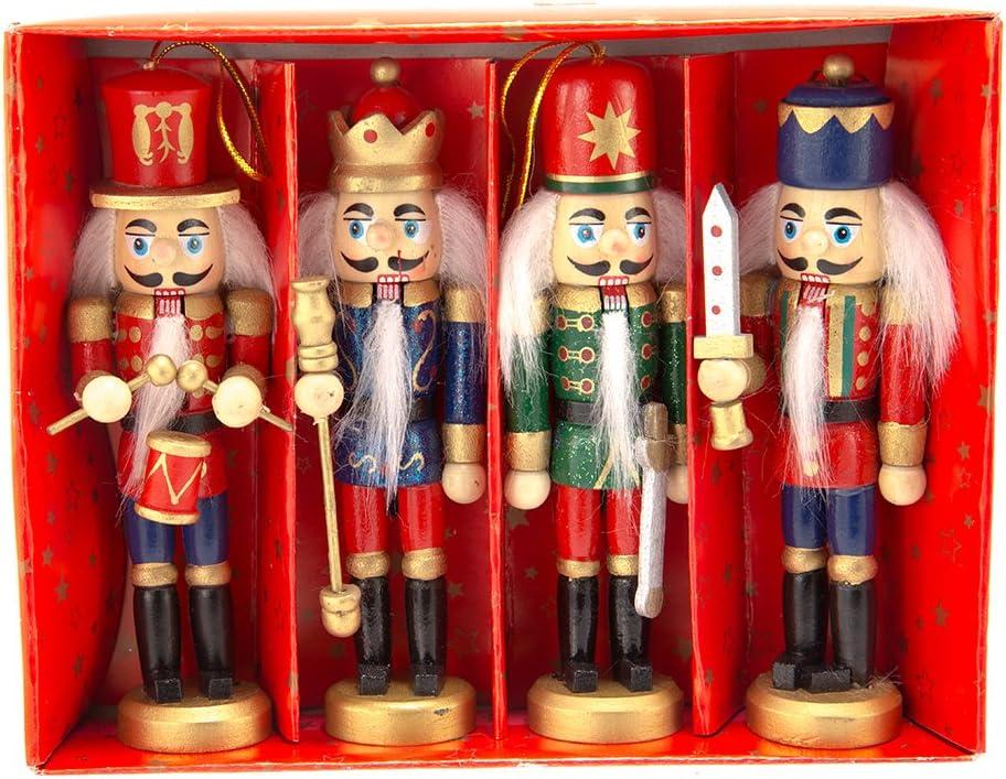 Kurt Adler Wooden Nutcracker Ornament 4-Piece Box Set, 5-Inch