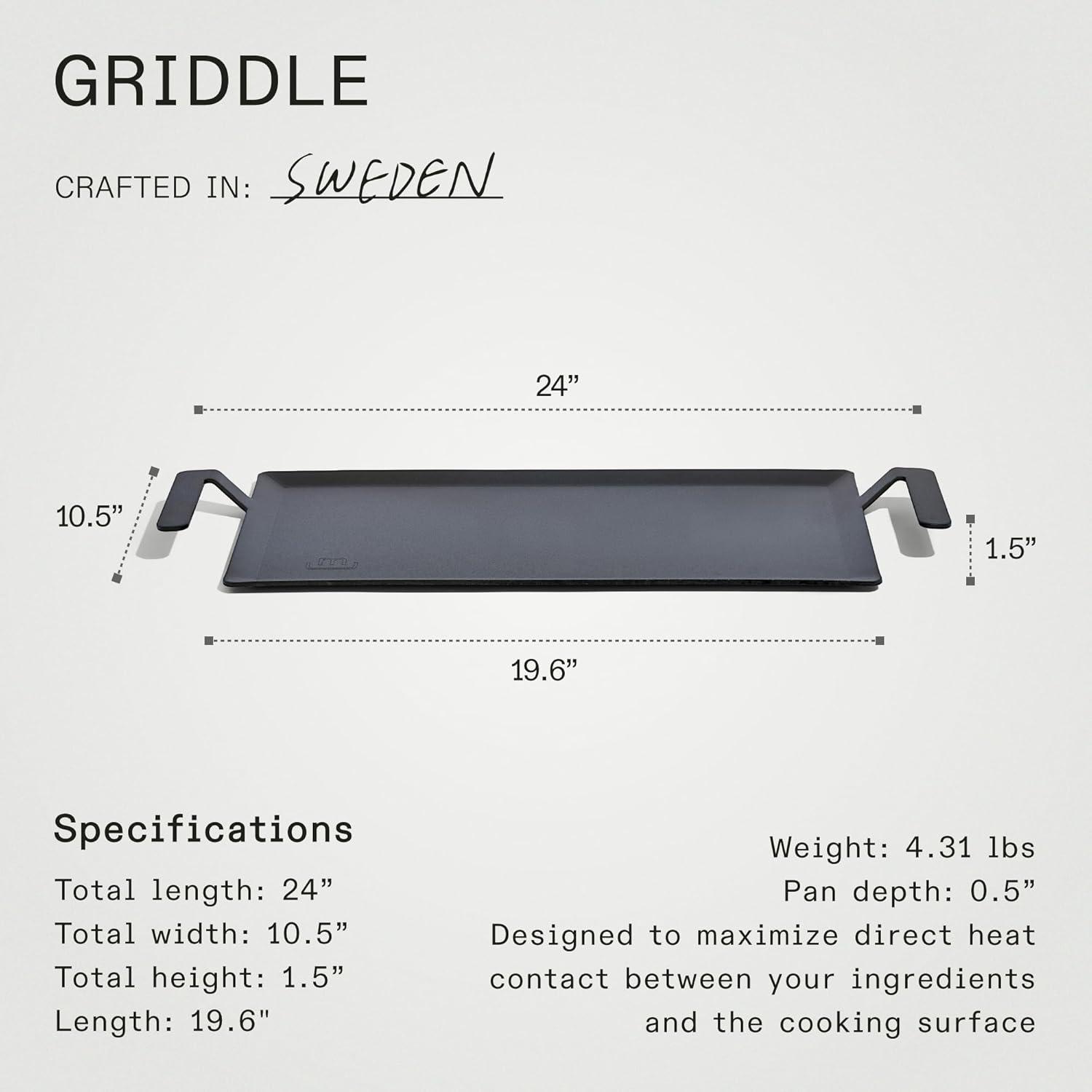 Black Carbon Steel Dual-Burner Griddle with Raised Handles