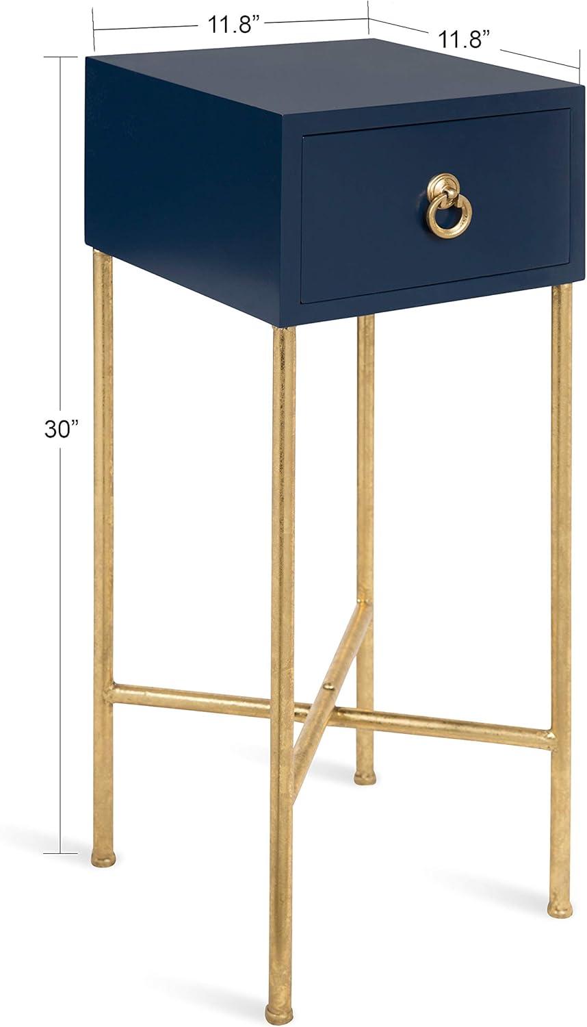 Kate and Laurel Decklyn Square MDF Tea Table, 12x12x30, Gold and Gray
