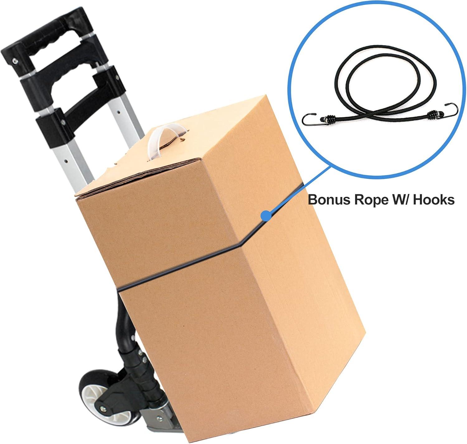 Aluminum Folding Hand Truck with Rubber Wheels and Strap