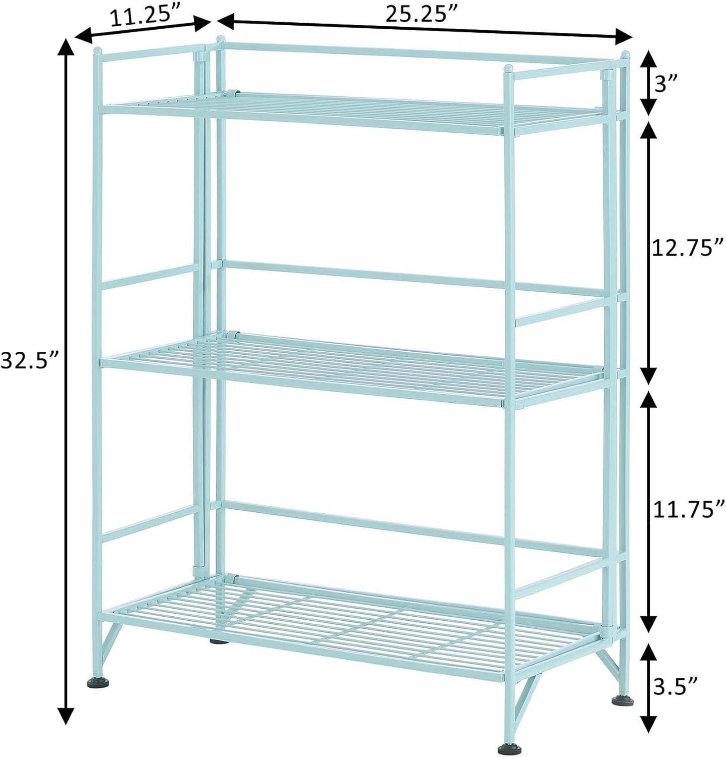 Convenience Concepts Xtra Storage 3 Tier Wide Folding Metal Shelf, Multiple Finishes