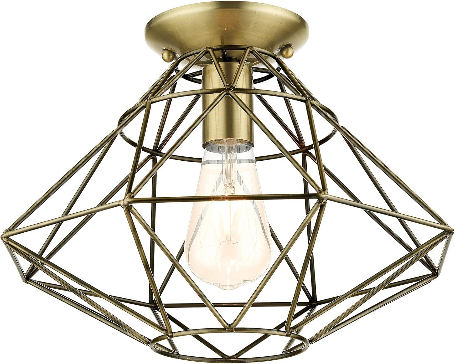 Livex Lighting Geometric 1 - Light Flush Mount in  Antique Brass