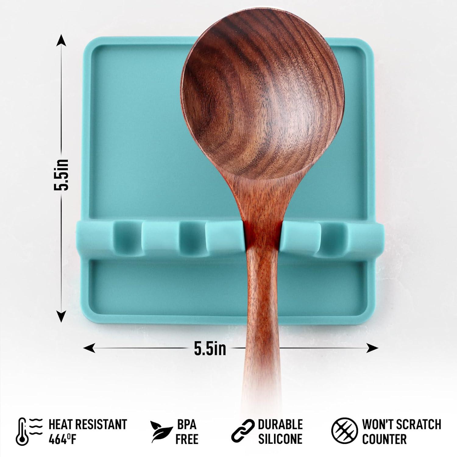 Zulay Silicone Utensil Rest with Drip Pad for Multiple Utensils BPA-Free Stove Top - Gray