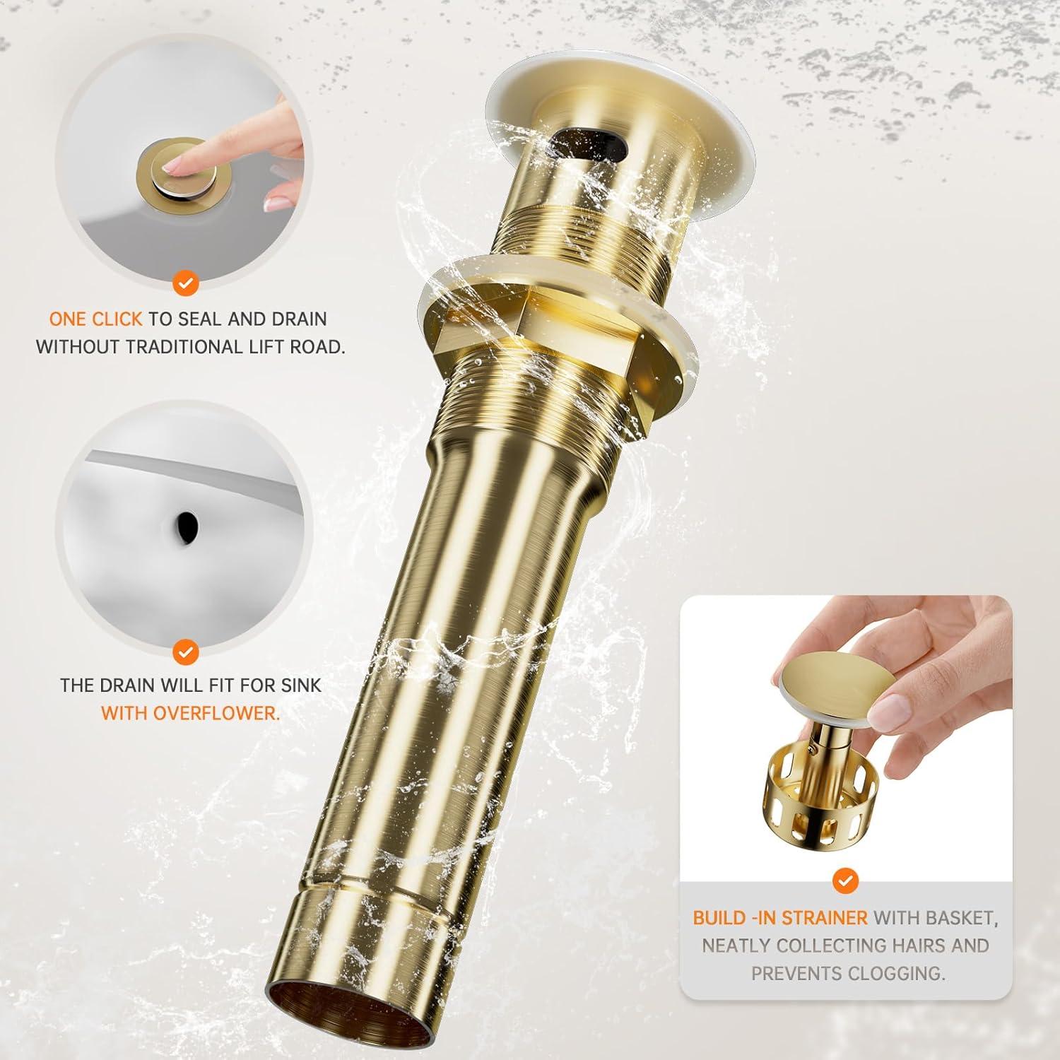 Phiestina 8 Inch Brushed Nickel Bathroom Faucet，3 Holes 2 Handles Widespread Stainless Steel Bathroom Sink Faucet with Metal Pop-Up Drain and Water Supply Lines,WFZY01-BN