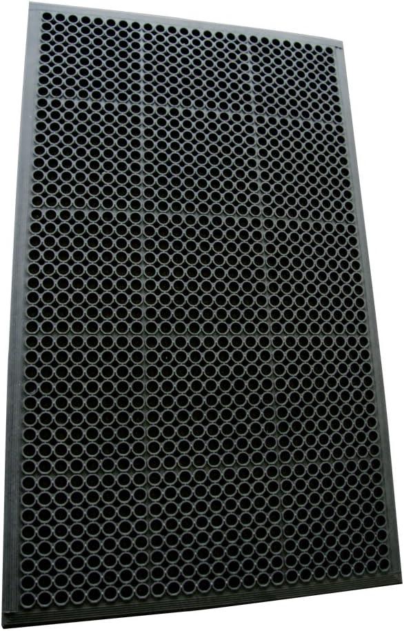 Rubber-Cal "1/2 in. Dura-Chef" Anti-Slip Rubber Kitchen Mat - 1/2 in x 3 ft x 5 ft - Black Rubber Mat