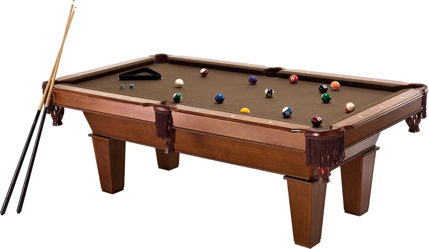 Fat Cat Frisco 7.5' Pool Table with Classic Style Billiard Pockets and Contemporary Straight Legs, Oak Finish with Bronze Colored Cloth Playing Surface