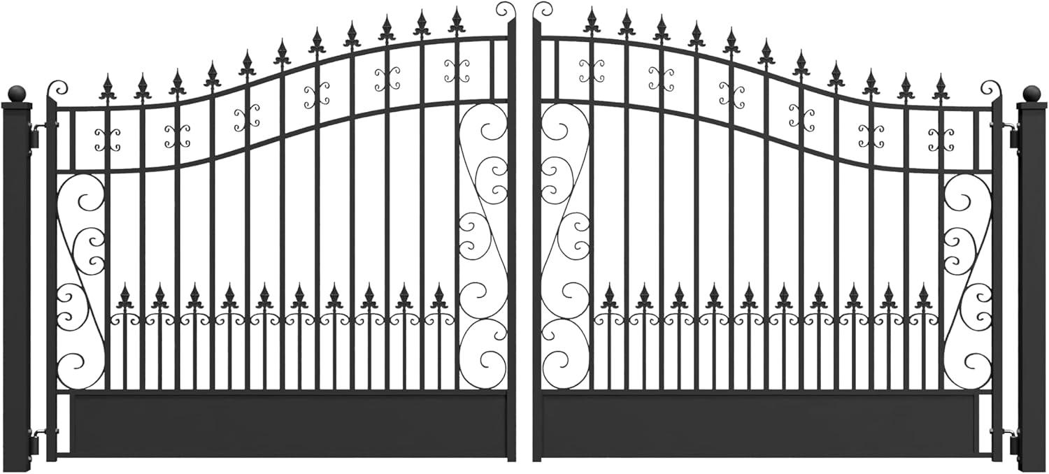 ALEKO Steel Dual Swing 14 x 6 feet Black Driveway Gate Venice Style