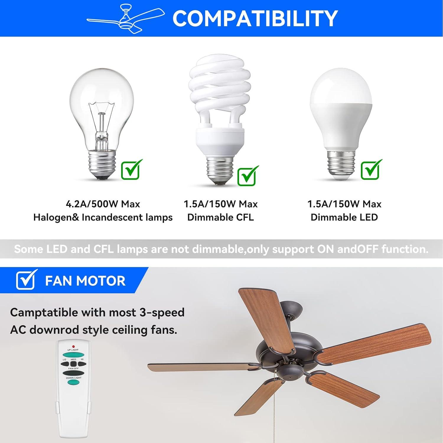 Hampton Bay UC7078T Replacement for Ceiling Fan Remote UC7078T with Up Down Light, L3H2010FANHD Fan-HD Fan-HD6 (Remote Only)