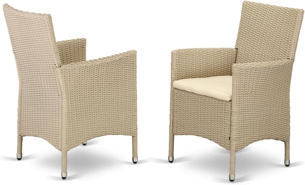 East West Furniture  Valencia Outdoor-furniture Wicker Patio Chair - Cream - Set of 2