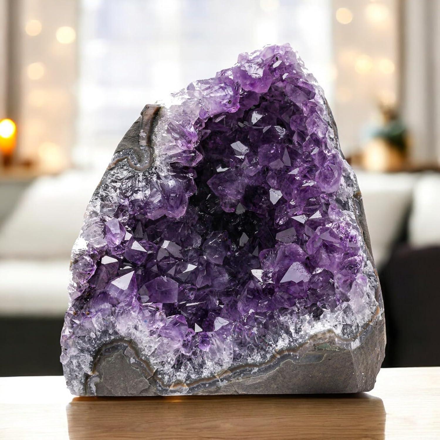 Natural Deep Purple Amethyst Geode Cluster from Uruguay