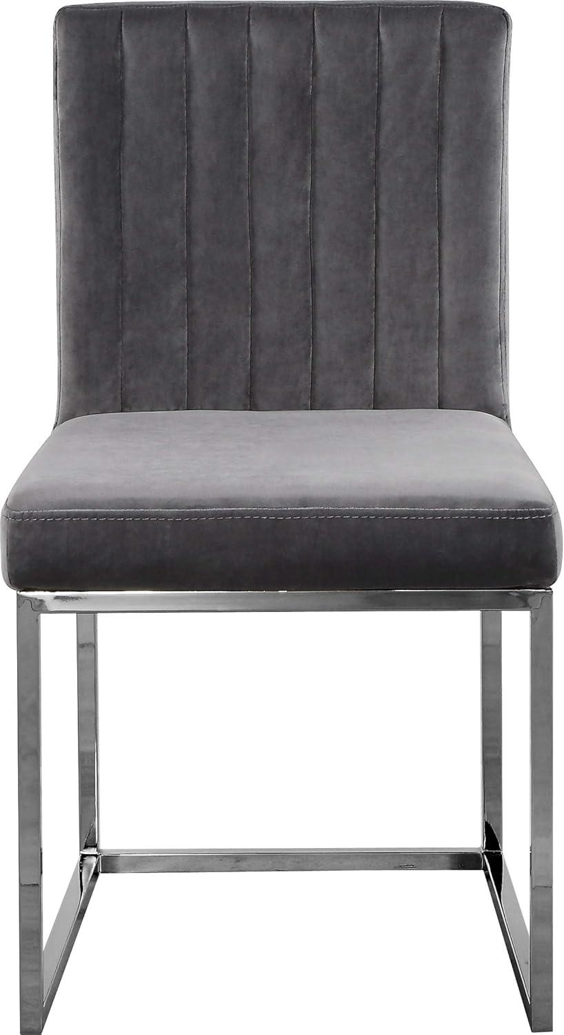 Meridian Furniture Contemporary Giselle Velvet Dining Chair in Gray (Set of 2)