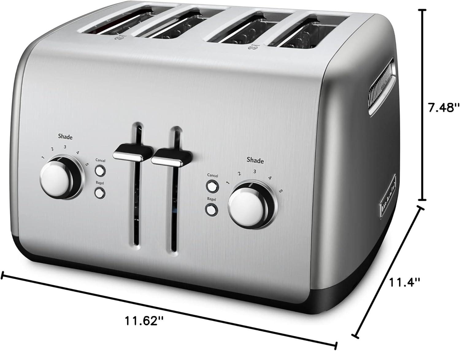 KitchenAid 4-Slice Toaster with Manual High-Lift Lever, Contour Silver, KMT4115