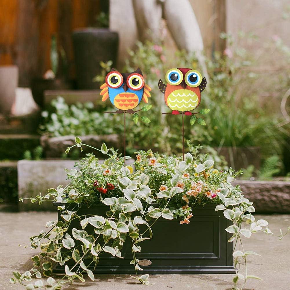 Attraction Design Metal Owl Garden Stake Set of 2, Indoor Outdoor Owl Decor for Patio Lawn Ornament Garden Yard Art Flower Bed Decoration Owl Figurine and Sculpture 16Inch