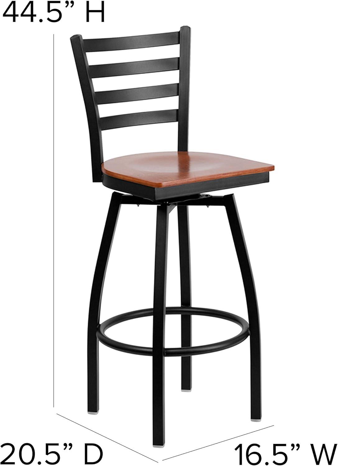 Flash Furniture Black Ladder Back Swivel Metal Barstool