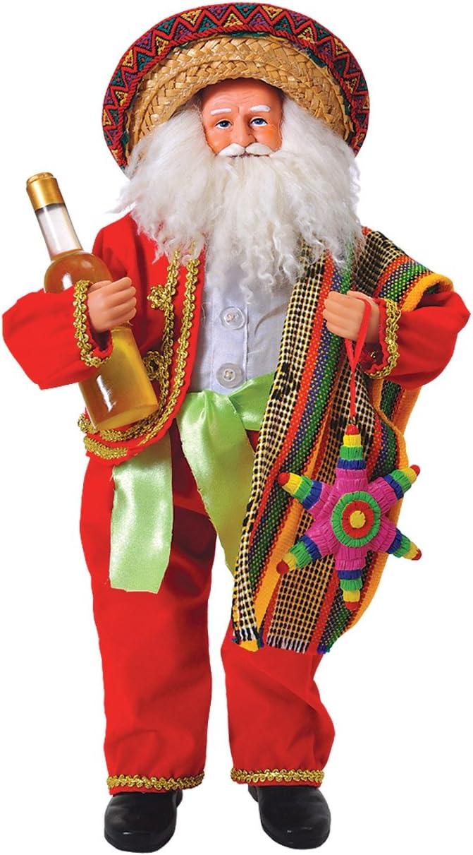 Festive Red Mexican Santa Resin Figurine, 18 Inches