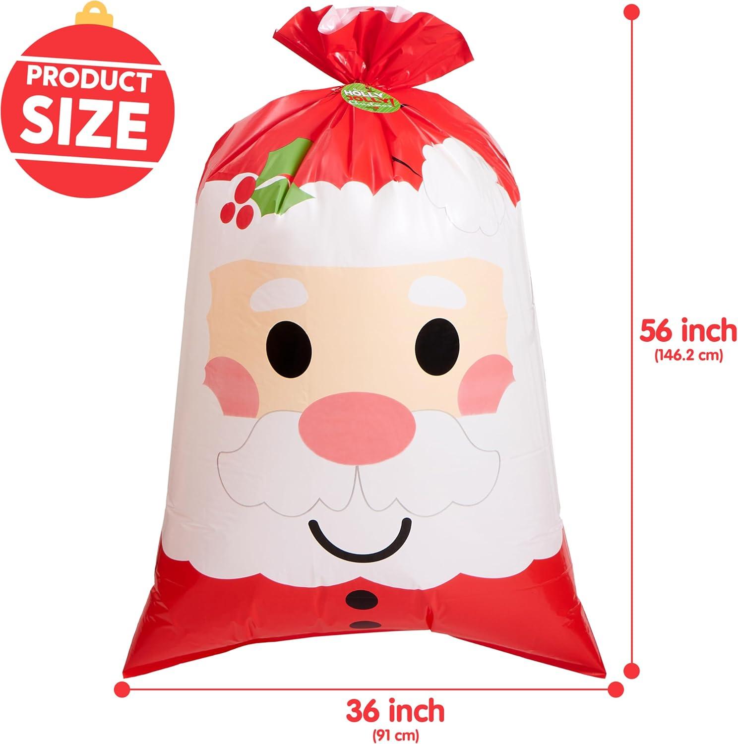 JOYIN 3 PCs Jumbo Holiday Santa Gift Bag 56 x36 with Gift Tags for Christmas Season, Gift Giving, Holiday Presents, Giant Gifts Decorations