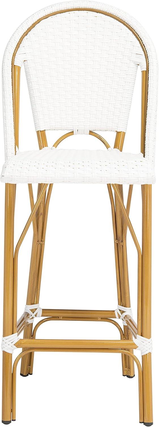 Ford White Wicker and Faux Bamboo Bistro Bar Stool