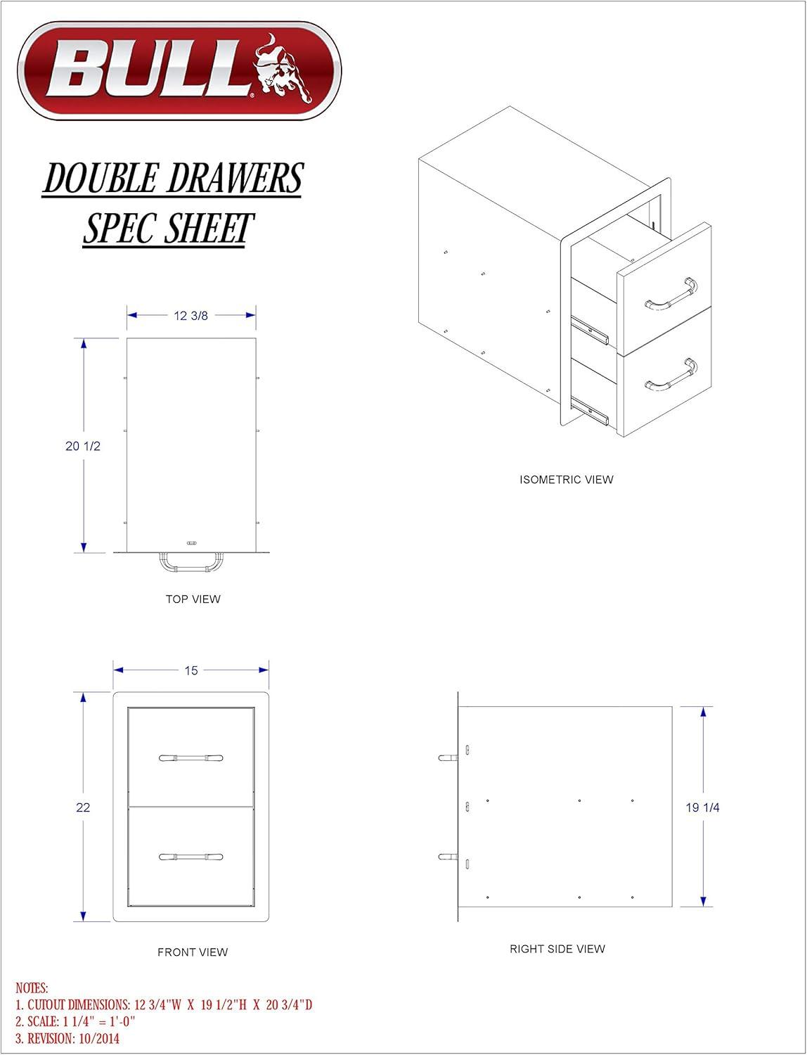 Stainless Steel Built-In Double Drawer for Outdoor Kitchens