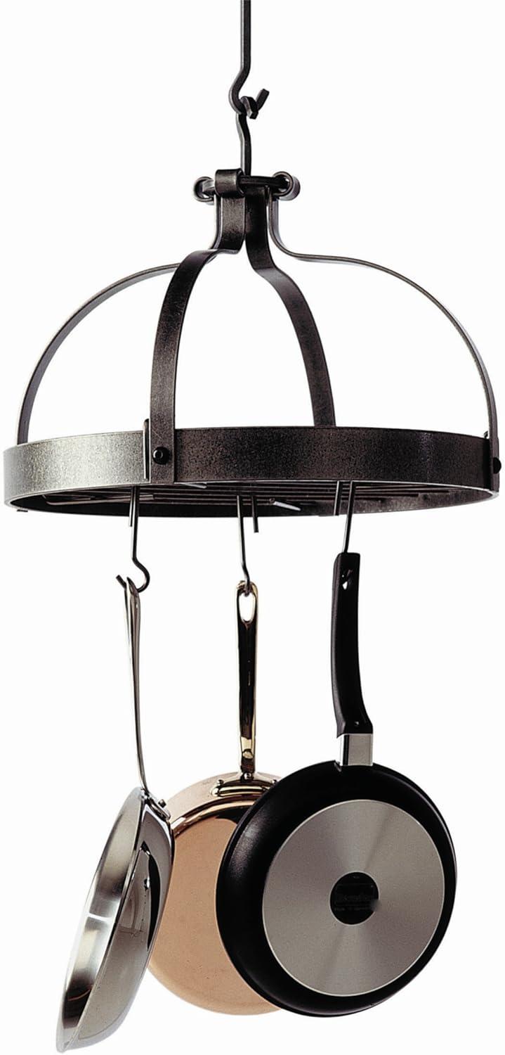 Hammered Steel Round Dutch Crown Ceiling Pot Rack