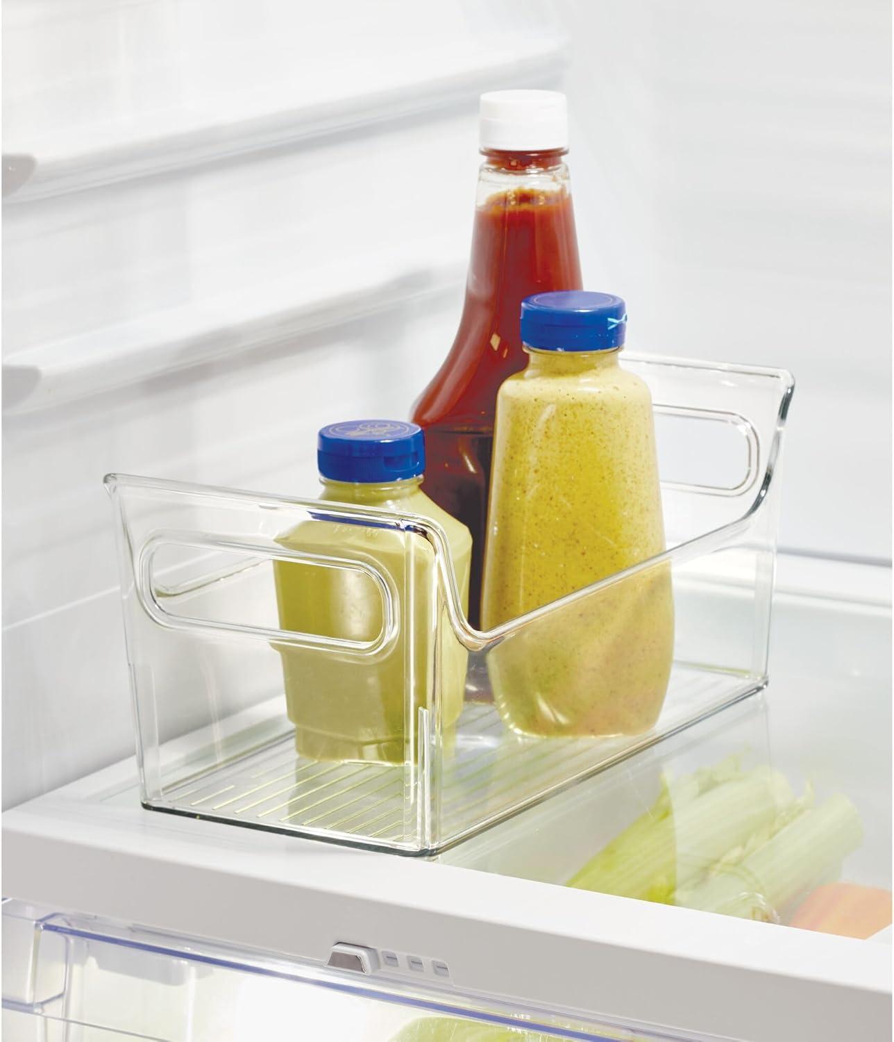 iDesign iDesign Condiment Organizer for Fridge - Plastic Fridge Organizer Bins with Handles, Set of 2, Clear