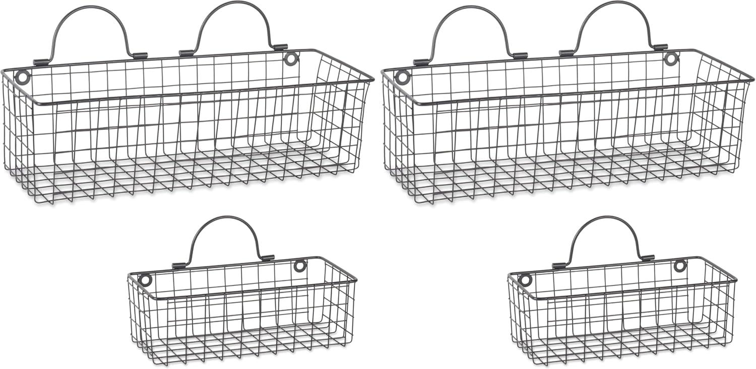Small Black Wire Wall Basket Set/2