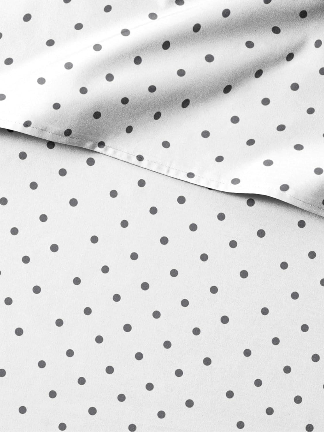 Kids Twin Black Polka Dot Microfiber Sheet Set