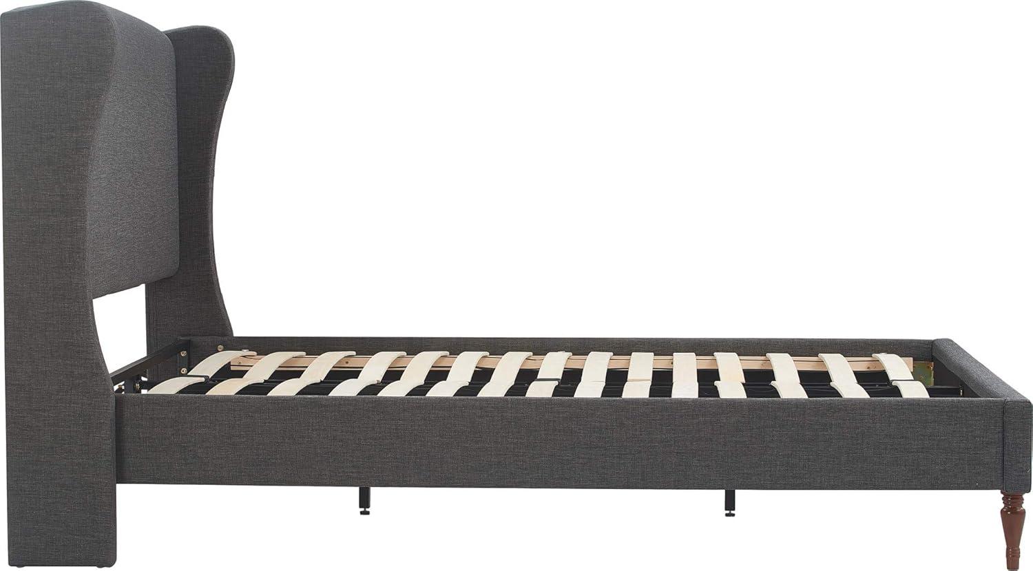 Queen Elmhurst Upholstered Wing Bed Frame Gray - Finch