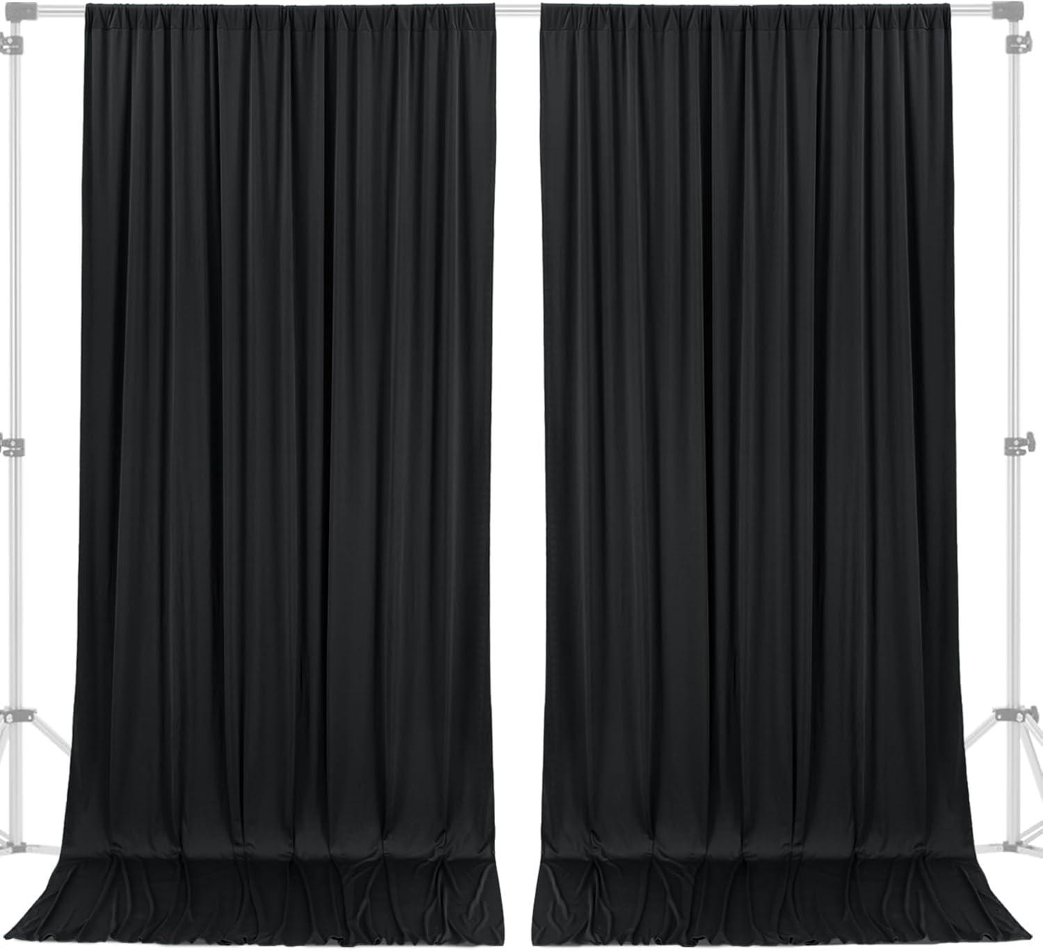 10x10 Black Photo Backdrop Curtain for Parties, Wrinkle Free Black Fabric Curtain Backdrop Wall Drape with Rod Pocket for Birthday Home Decor 5ft x 10ft, 2 Panels