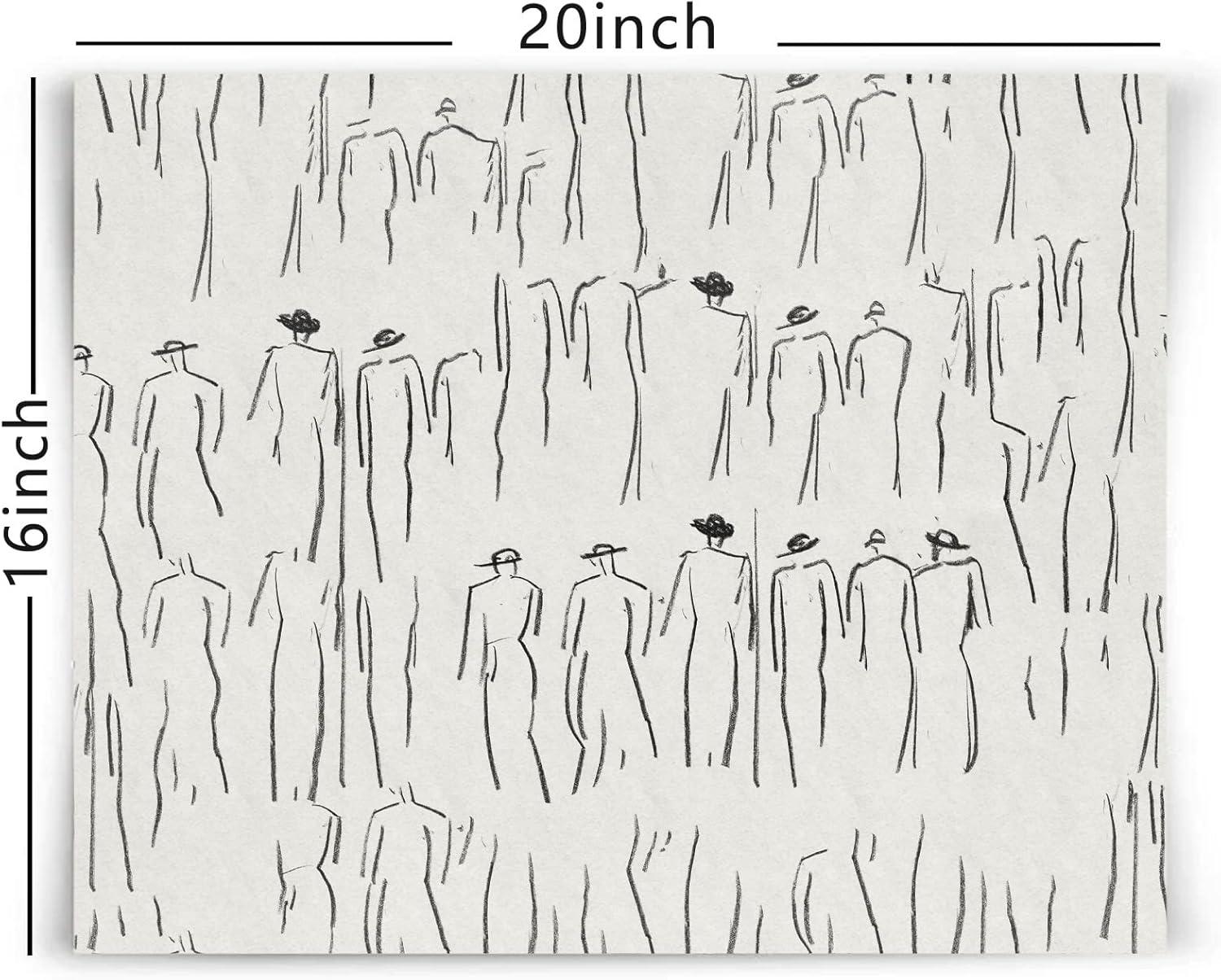 Abstract Figure Wall Art Vintage Sketch Prints Minimalist Painting Black and White Line Drawings Prints for Living Room Vintage Poster Sketch Figures Abstract Line Art Man Artwork 16x20inch No Frame