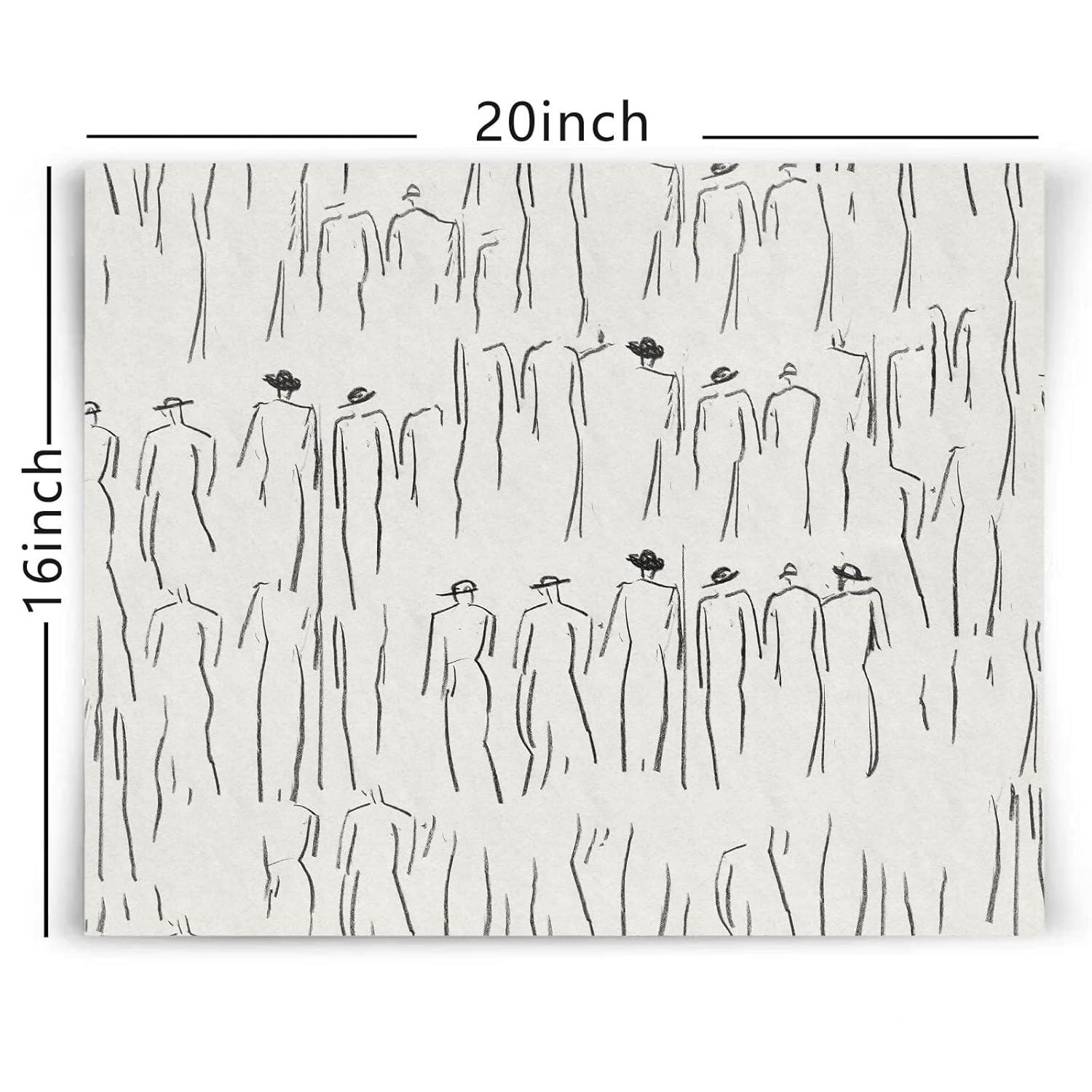 Abstract Figure Wall Art Vintage Sketch Prints Minimalist Painting Black and White Line Drawings Prints for Living Room Vintage Poster Sketch Figures Abstract Line Art Man Artwork 16x20inch No Frame