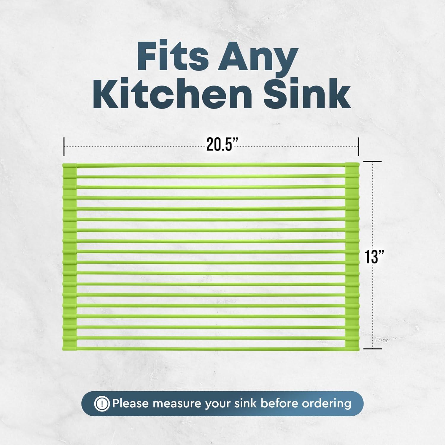 Zulay Kitchen Zulay Kitchen Large Roll Up Dish Drying Rack - Heavy Duty Silicone Wrapped Steel Rods Over Sink Dish Drying Rack