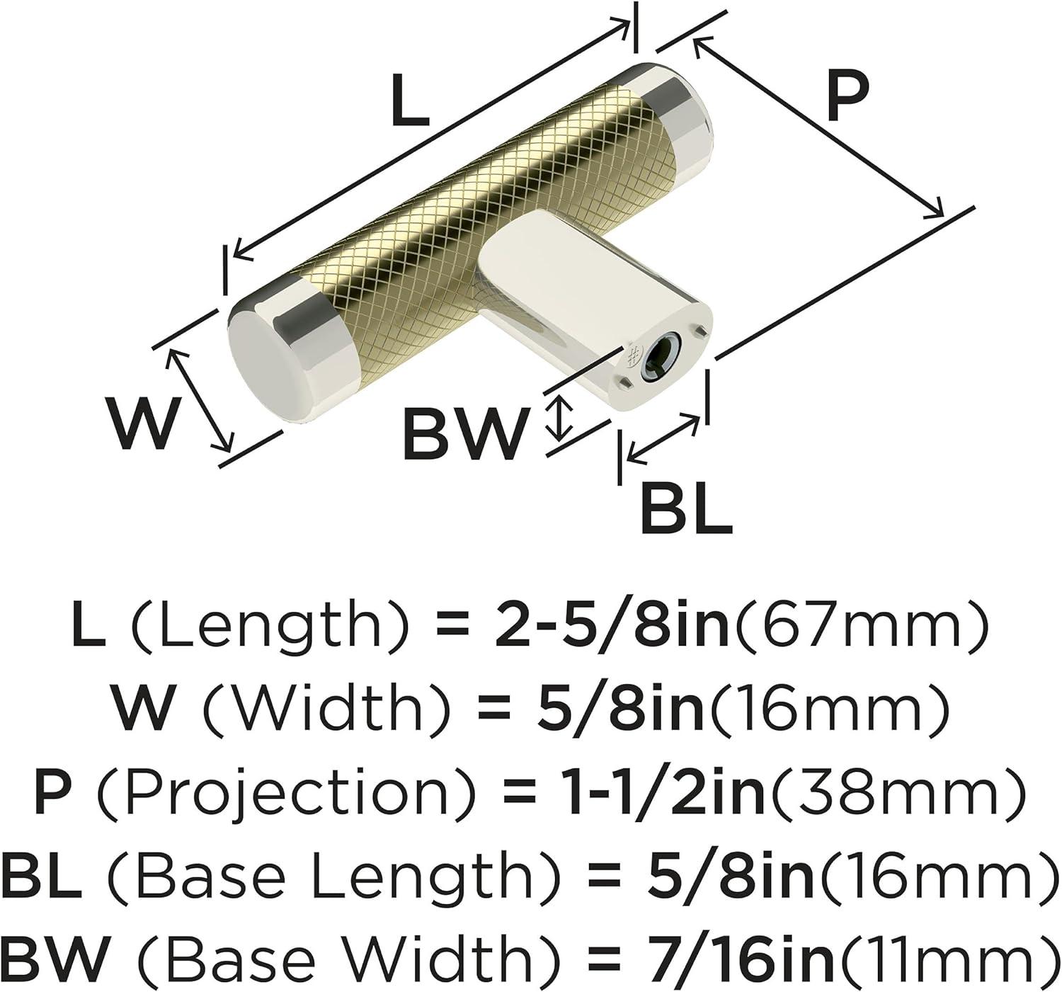 Amerock Esquire 2-5/8 inch (67mm) Length Polished Nickel/Golden Champagne Cabinet Knob