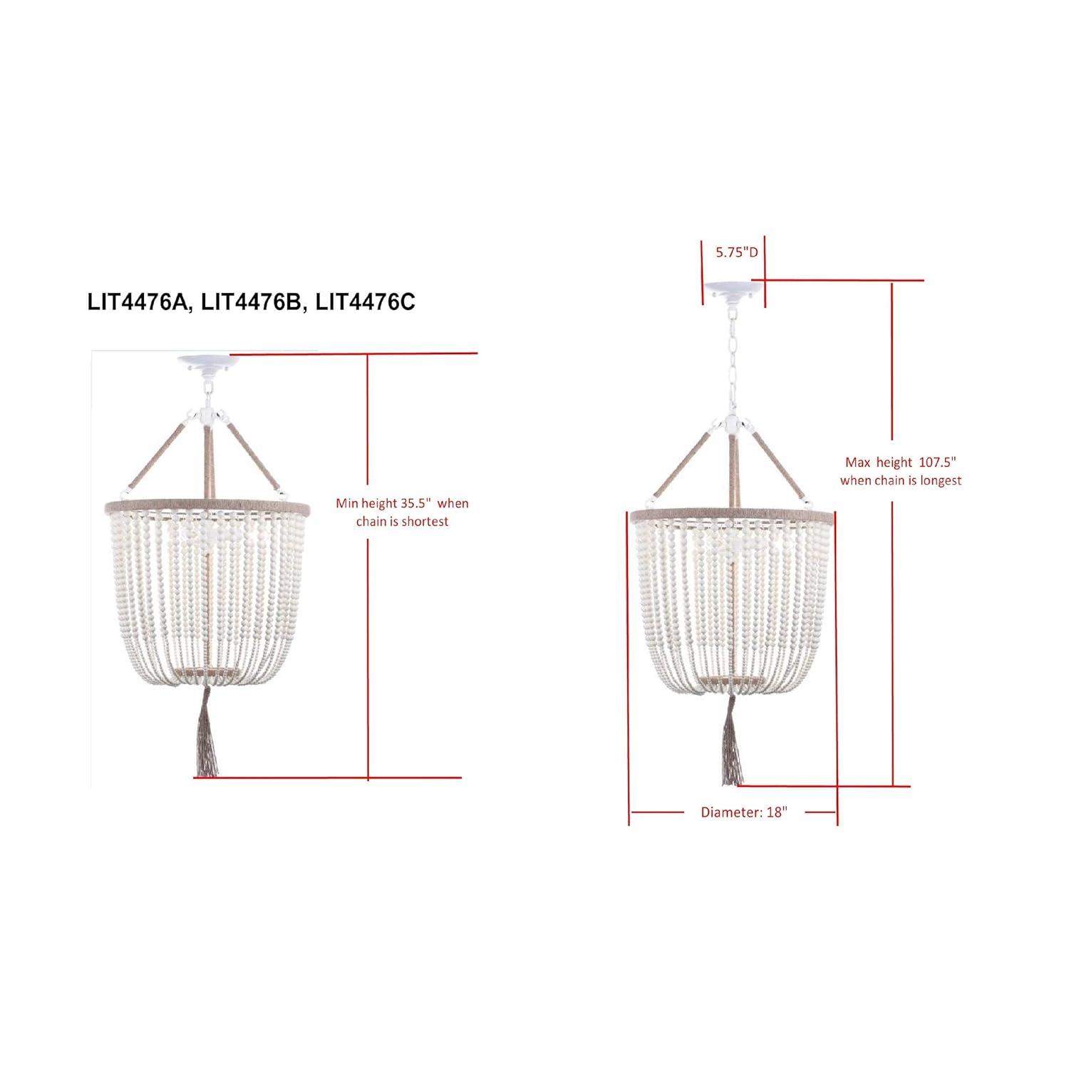 Angie Beads Pendant Lamp - LIT4476 - Grey - Safavieh