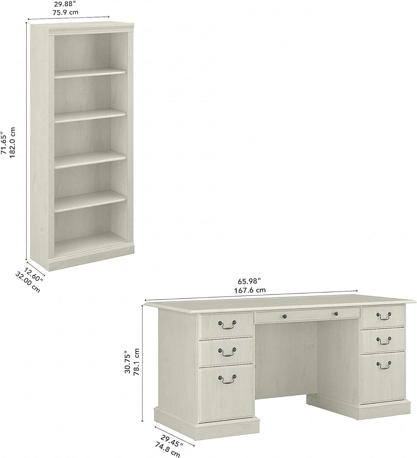 Bush Furniture Saratoga Executive Desk and Two 5 Shelf Bookcases in Cherry