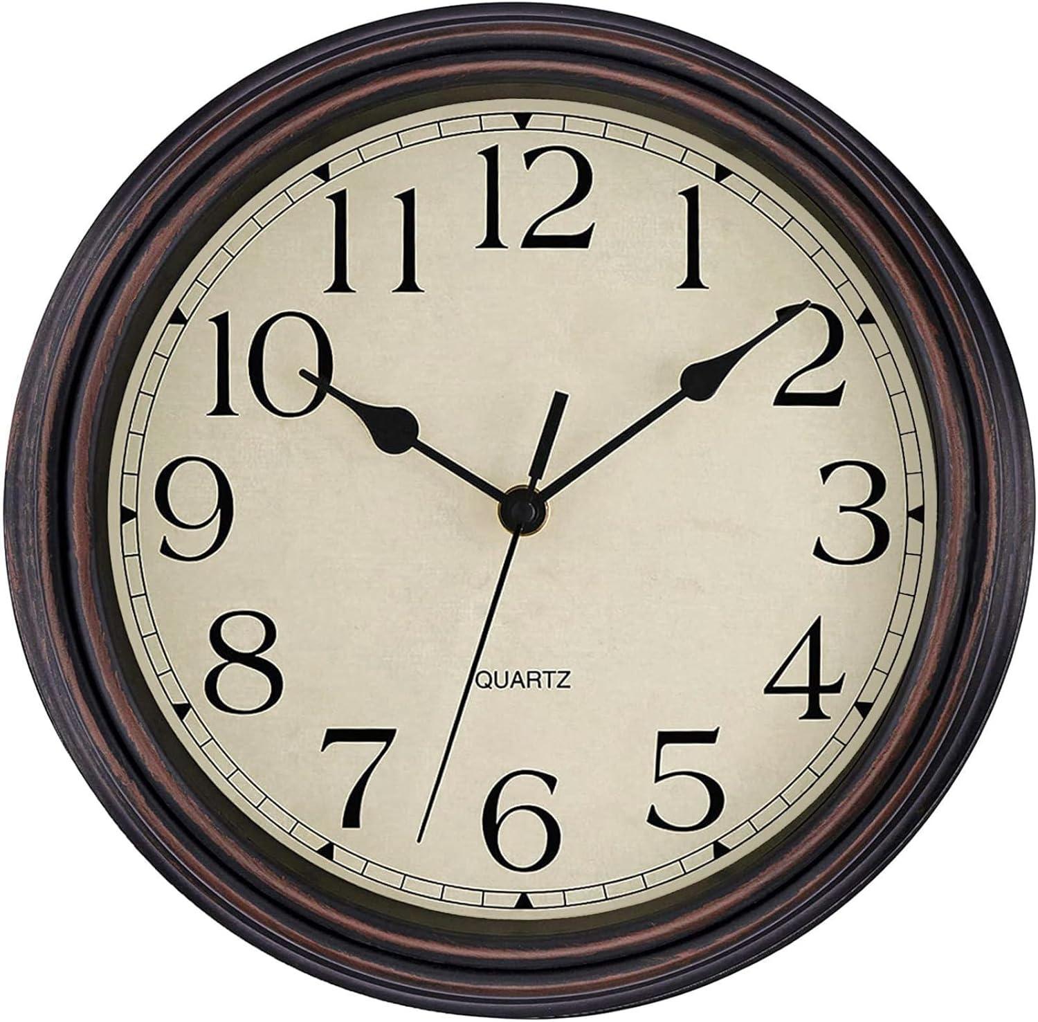 Retro Silent Non-Ticking Round Classic Clock Quartz Decorative Battery Oper