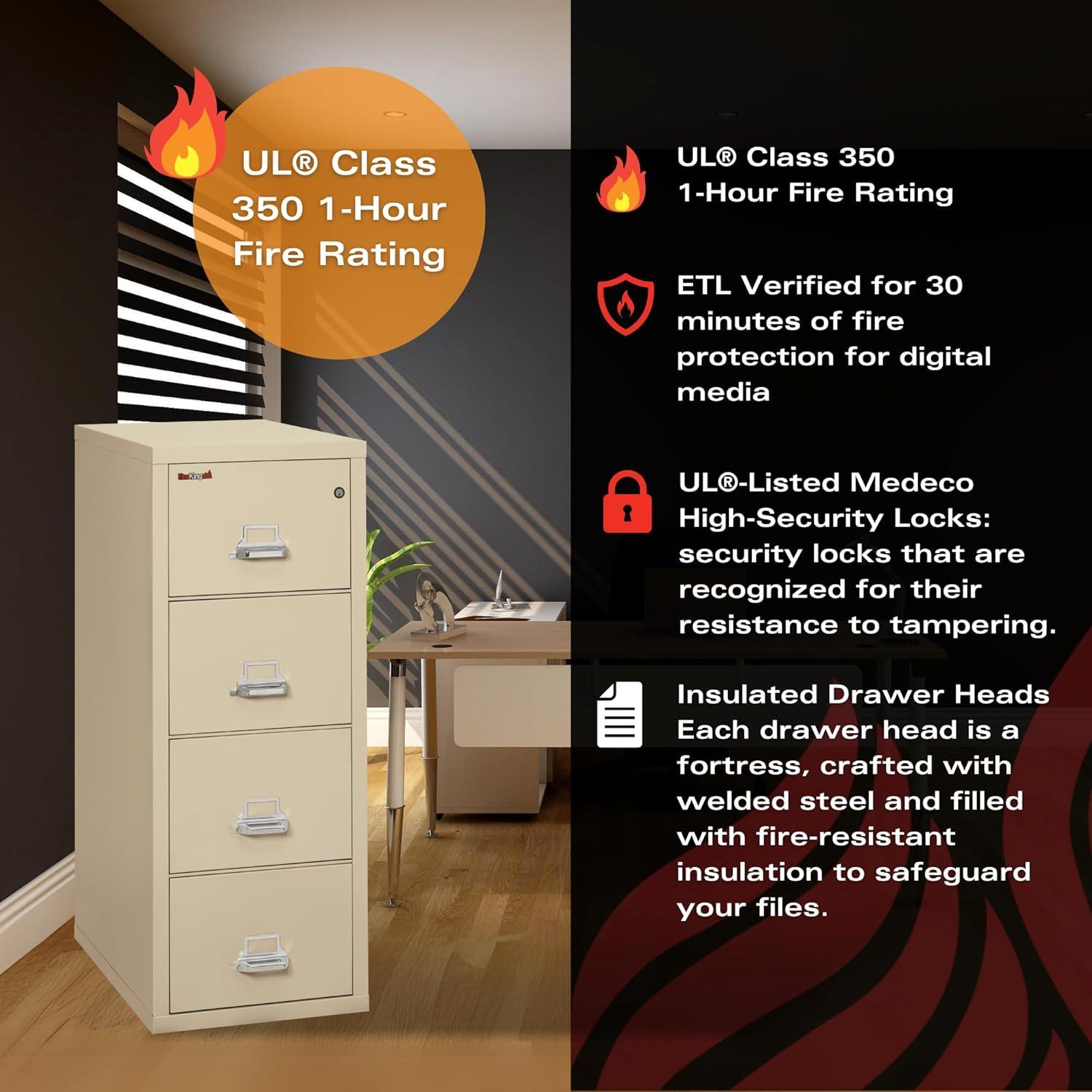 Fireproof 20.8125'' Wide 4 -Drawer Steel File Cabinet