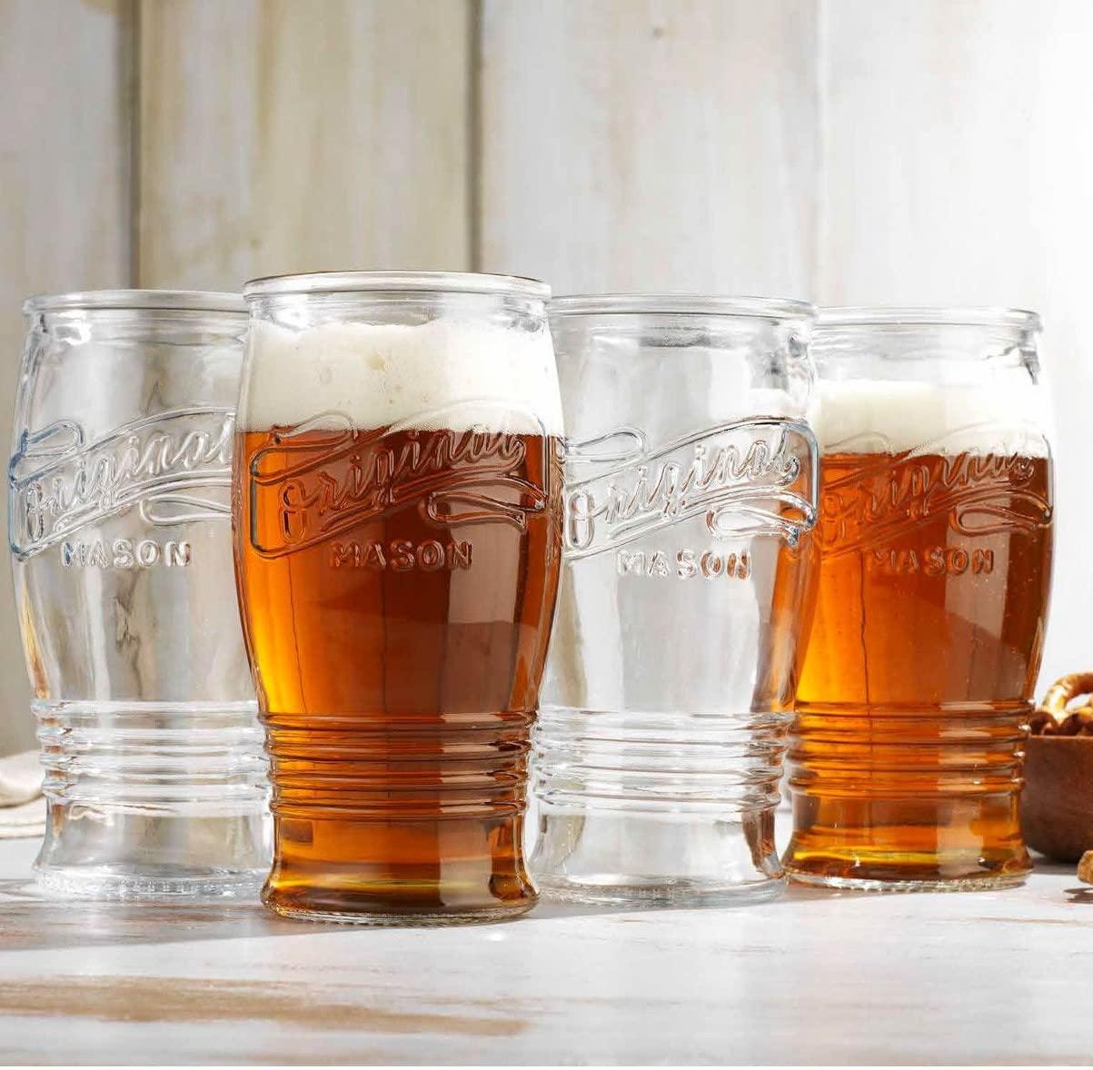 Gracie Oaks Zaviere 13oz. Handmade Drinking Glasses Set (Set of 4)