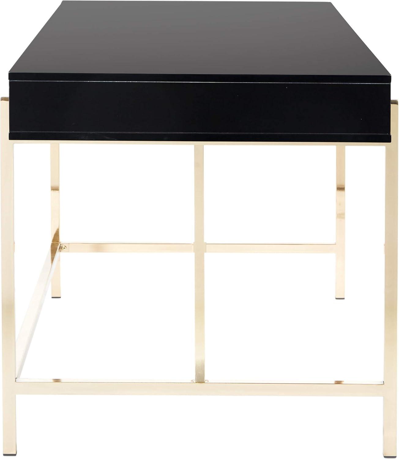 Broadway Desk with Black Gloss Finish and Gold Frame