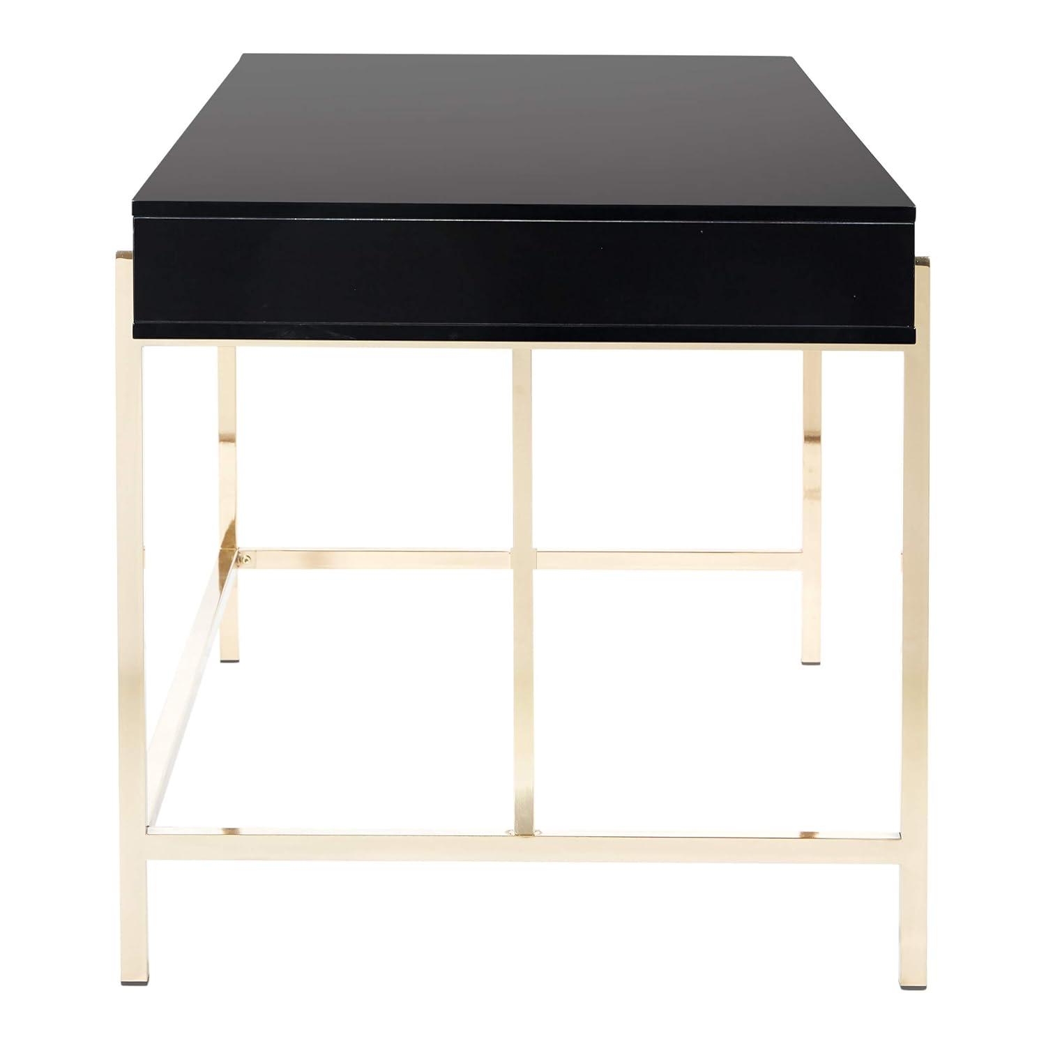 Broadway Desk with Black Gloss Finish and Gold Frame