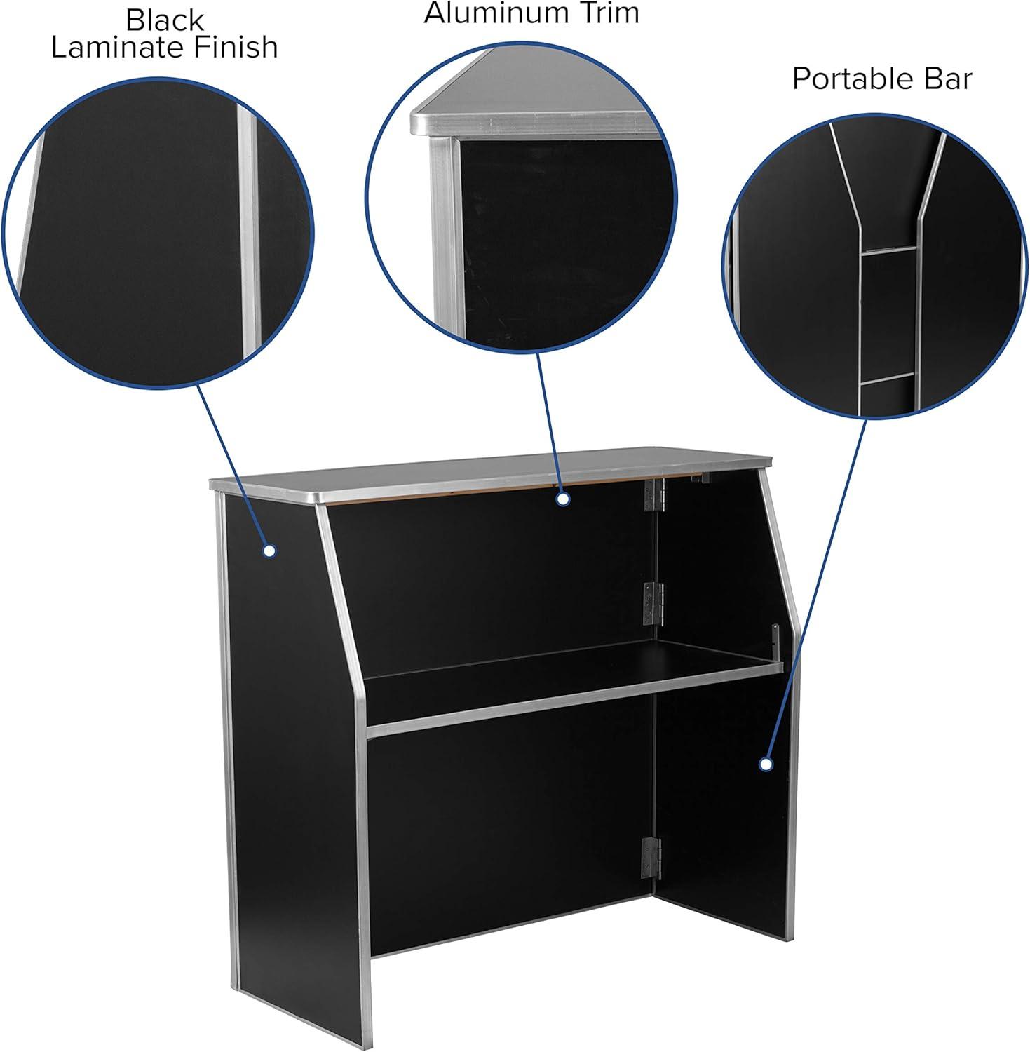 Portable 4' Black Laminate Folding Bar for Events & Patio