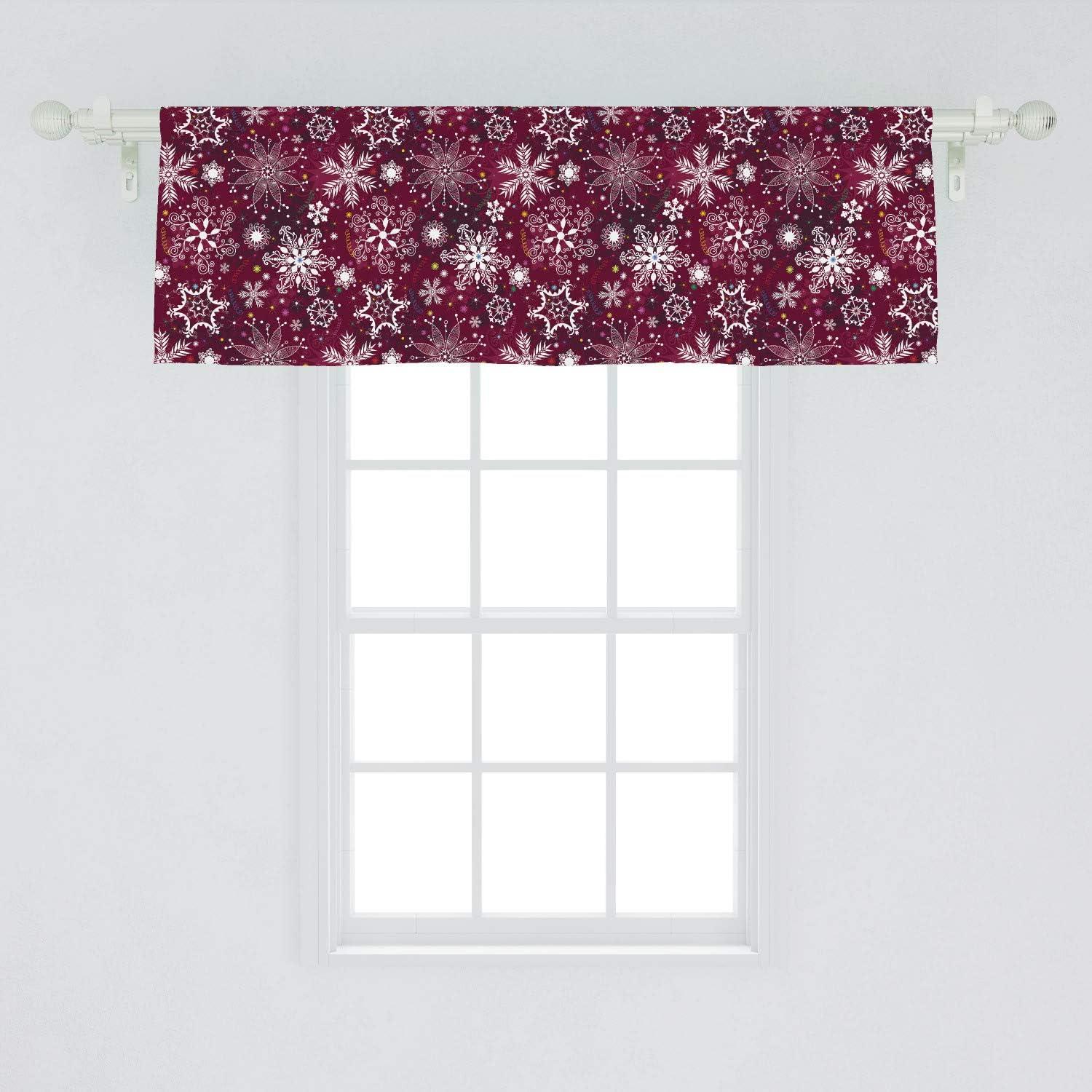 Ambesonne Snowflake Window Valance, Starry Christmas Ornament, 54" X 18", Multicolor