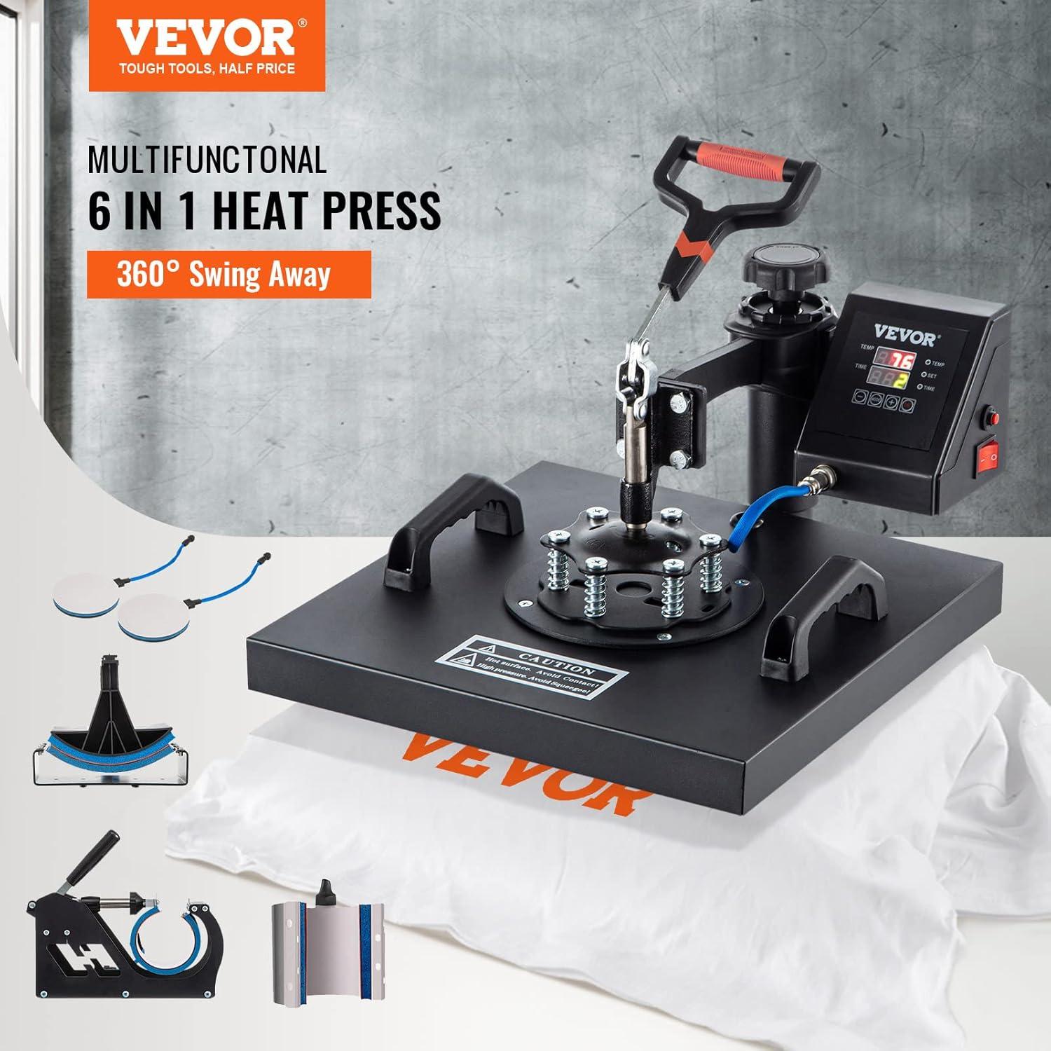 15x15 Black Multifunctional Heat Press Machine with 360° Rotation