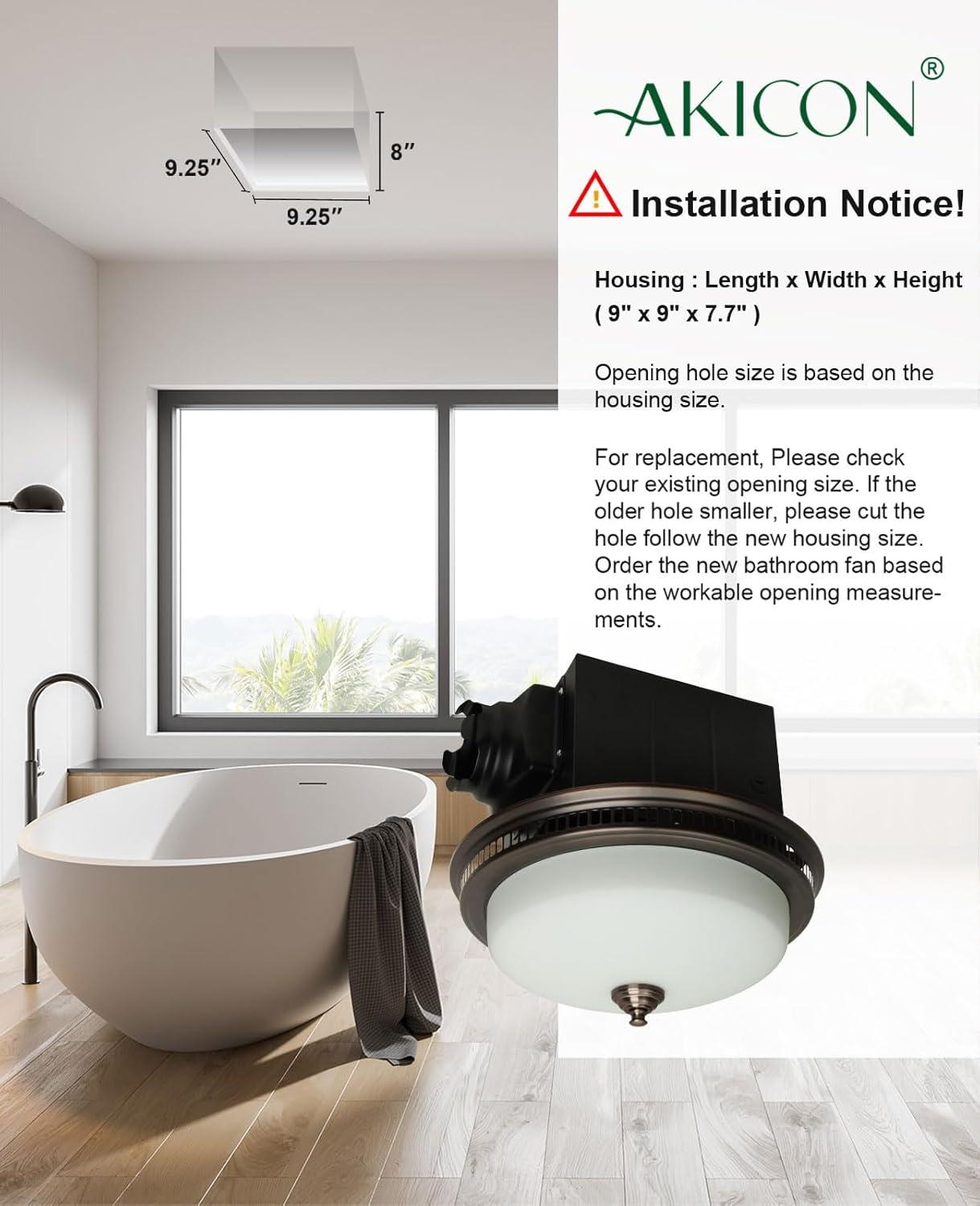 Exhaust Fan, Ultra Quiet 110 CFM 1.5 Sones Ventilation Exhaust Bathroom Fan with Light and Nightlight, 3 Years Warranty Oil Rubbed Bronze