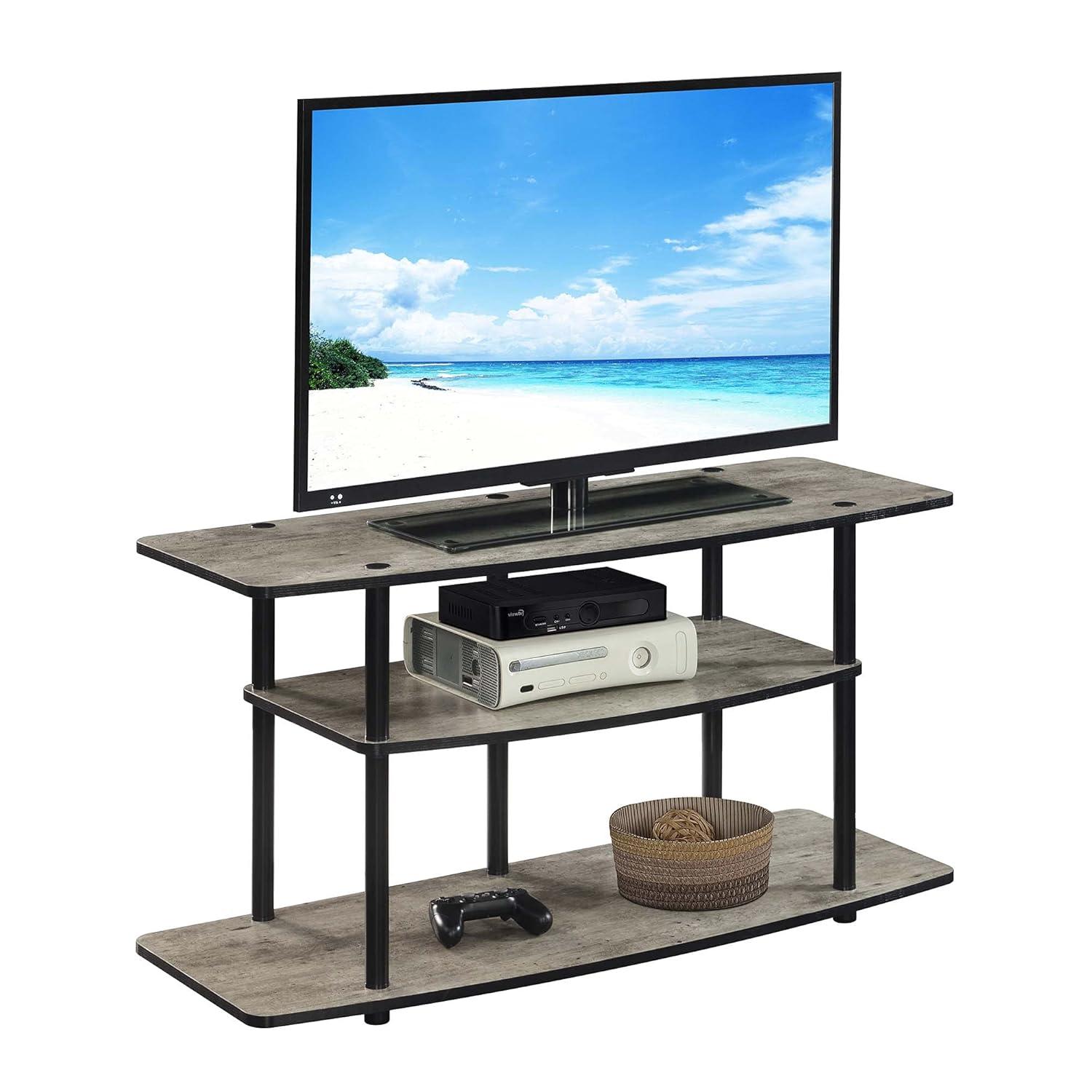Convenience Concepts Designs2Go No Tools 3 Tier Wide TV Stand for TVs up to 46", Faux Birch/Black