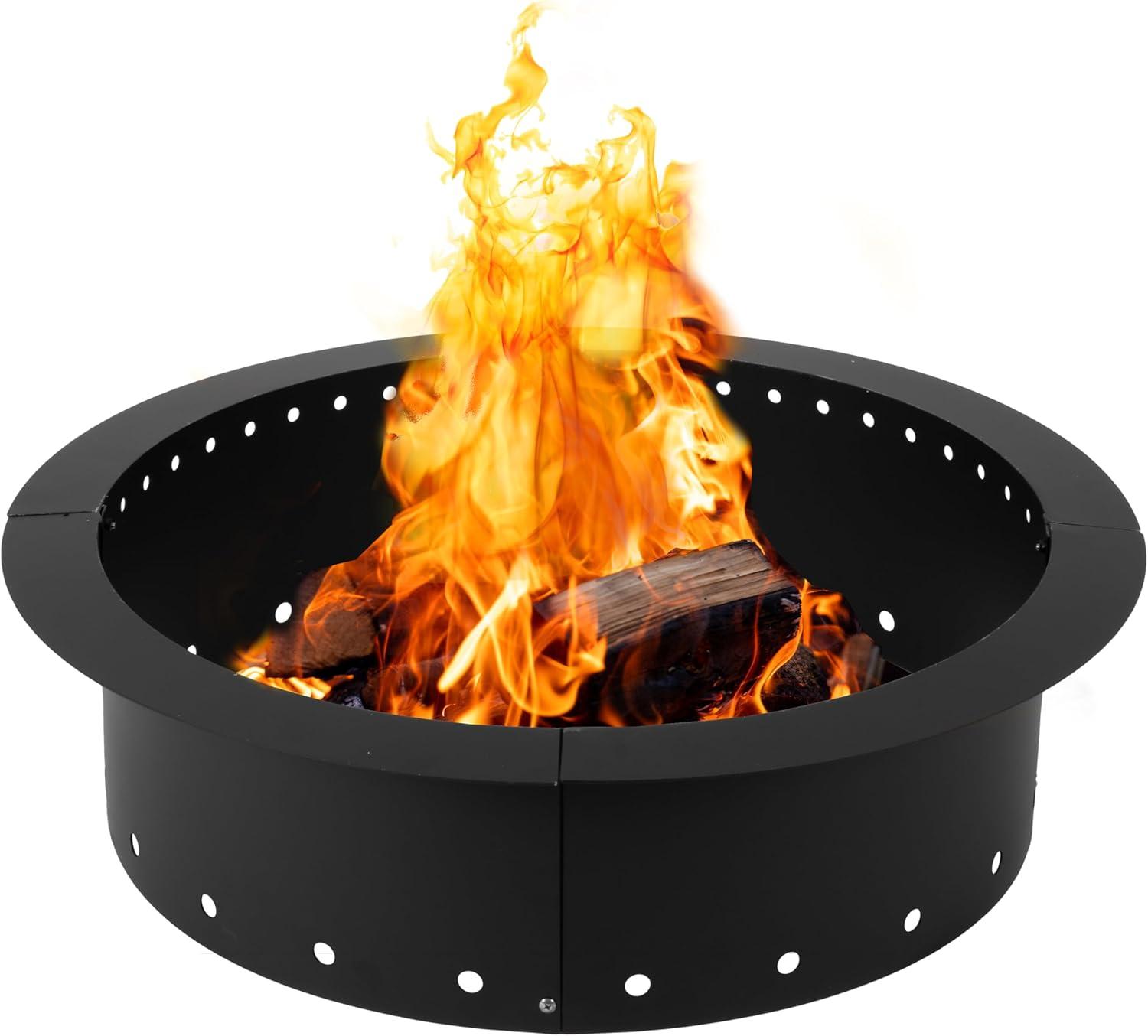 Ring, Fire Ring Insert DIY Campfire Liner, Heavy Duty Steel Liner, Smokeless 36-Inch Outer/30-Inch Inner Diameter for Camping Outdoors, Backyard Garden Wood Burning 36x30x10 inch