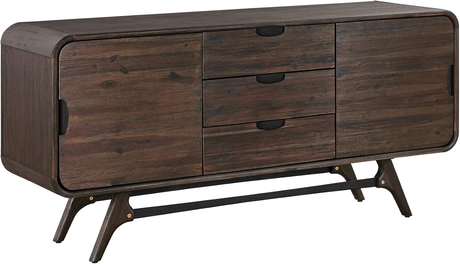 Kendra Brown Acacia Wood 3-Drawer Sideboard Buffet